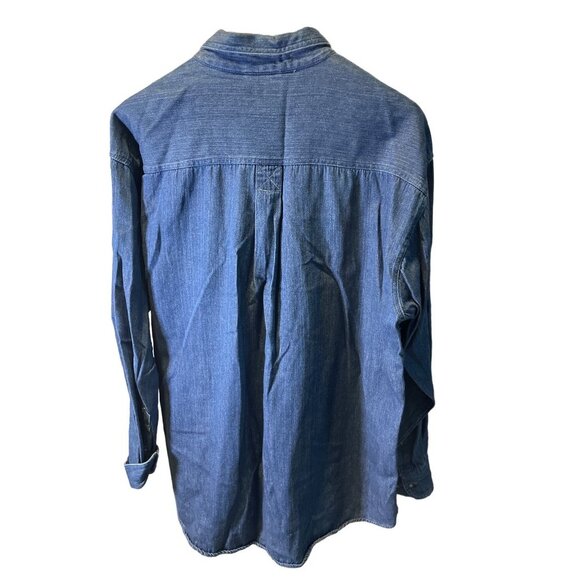 Vintaga 90s Faded Glory Button Down Santa Chimney Denim Top Sz XL - Picture 2 of 7